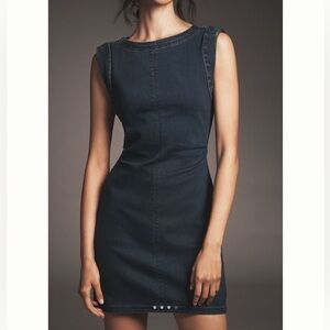 Anthropologie Muscle-Sleeve Denim Mini Dress Pilcro Jean Georgina Wash Large